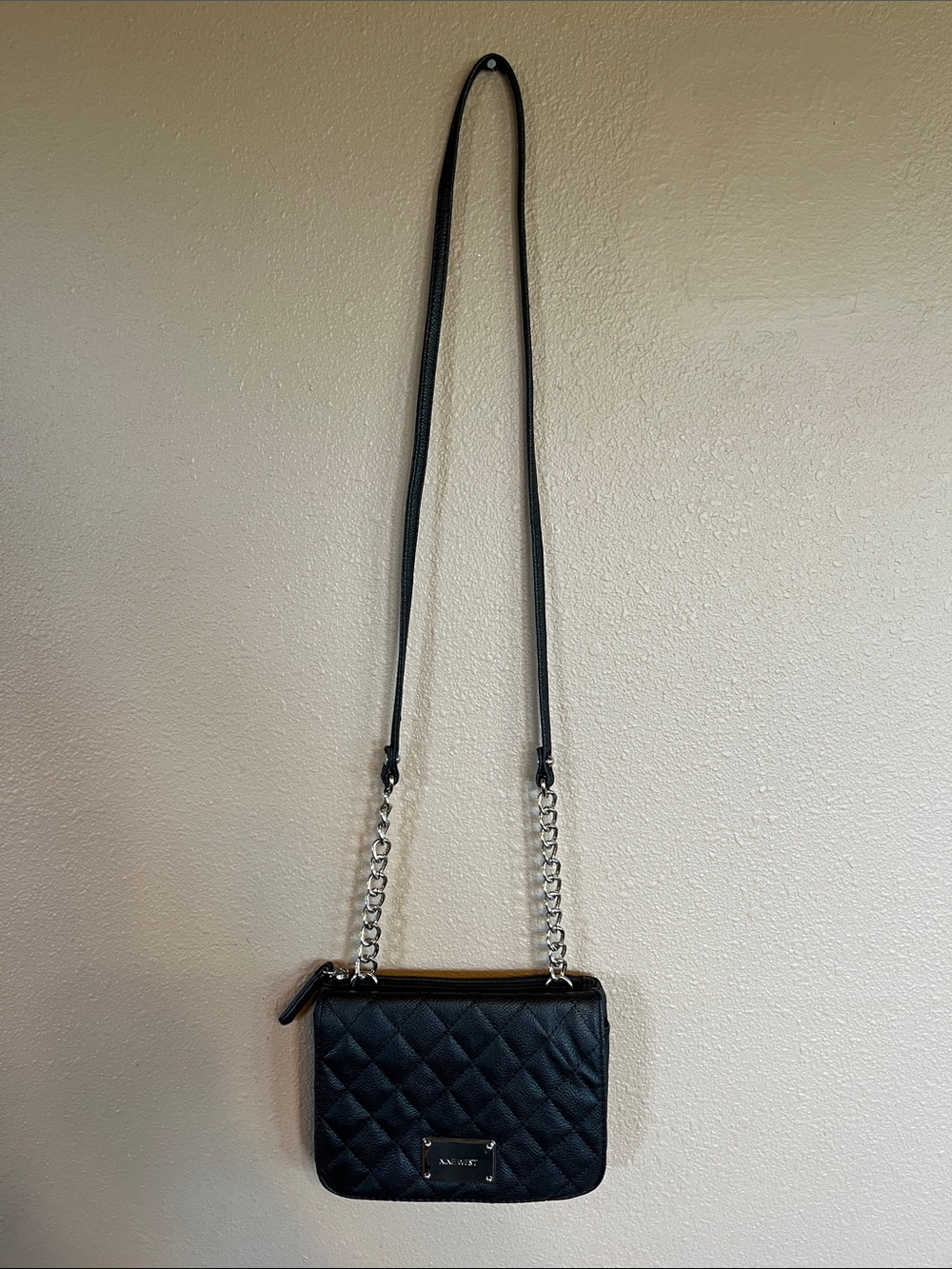 Nine West Black Quilted Chain-Strap Crossbody